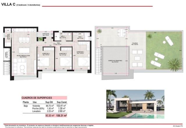 3 slaapkamer Villa te koop in Alhama de Murcia met zwembad garage - € 335.000 (Ref: 9518427)
