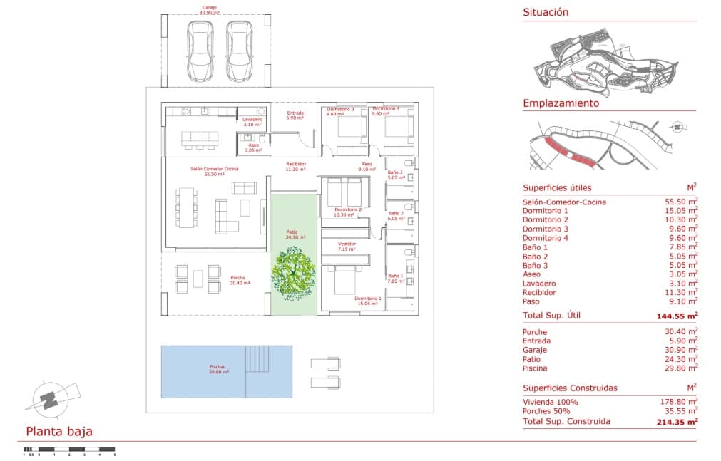 4 chambre Villa/Maison à vendre à Fuente Alamo de Murcia avec piscine garage - 569 000 € (Ref: 9581500)