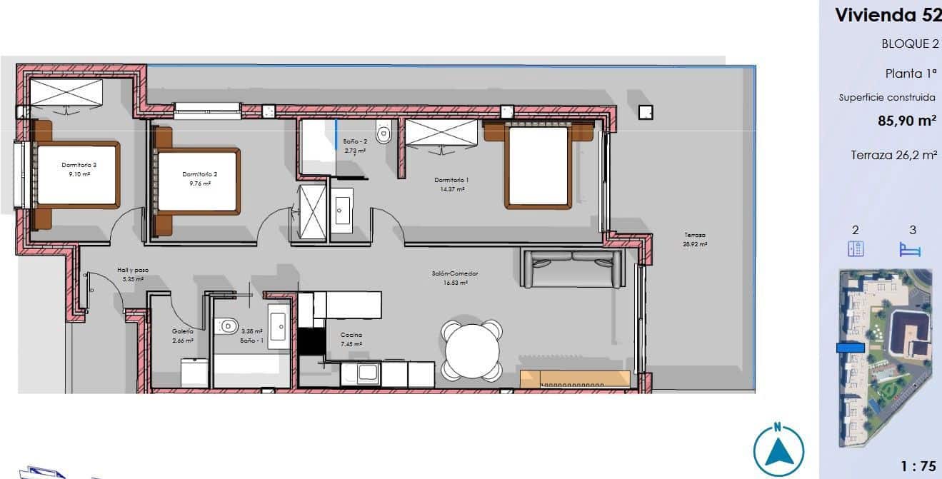 3 Zimmer Apartment zu verkaufen in Guardamar del Segura mit Pool Garage - 315.000 € (Ref: 9806053)