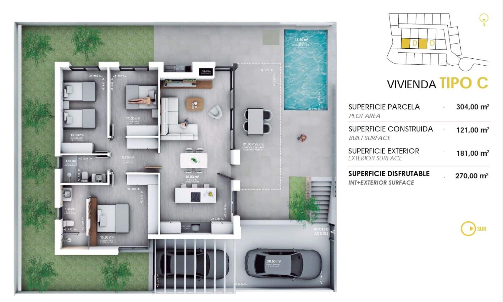 3 camera da letto Villa in vendita in Vera con piscina garage - 289.000 € (Rif: 8489772)