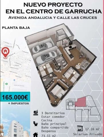 3 quarto Apartamento para venda em Garrucha - 165 000 € (Ref: 9447057)