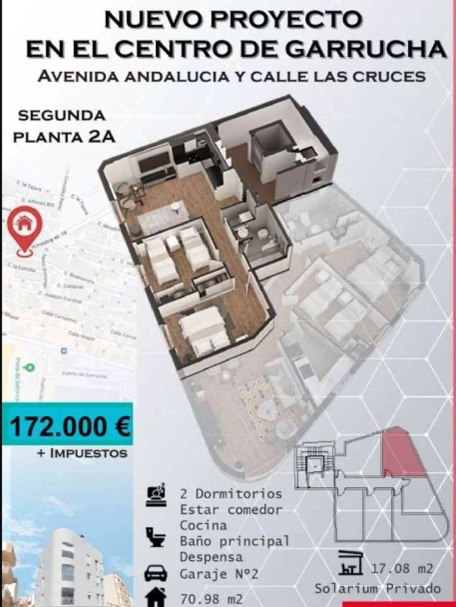 2 soveværelse Lejlighed til salg i Garrucha med garage - € 172.000 (Ref: 9447209)