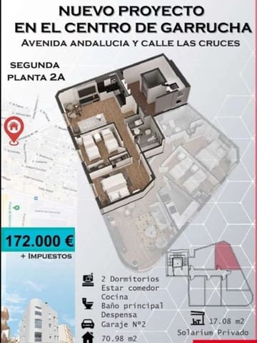 2 soveværelse Lejlighed til salg i Garrucha med garage - € 172.000 (Ref: 9447209)