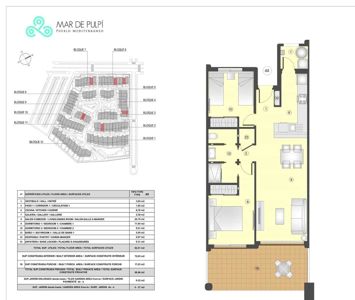 2 sypialnia Mieszkanie na sprzedaż w Pulpi z basenem garażem - 258 000 € (Ref: 9999063)