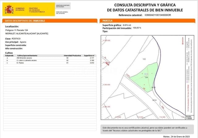 Tontti myytävänä paikassa Moralet, Alicante kaupunki - 273 900 € (Ref: 9160025)