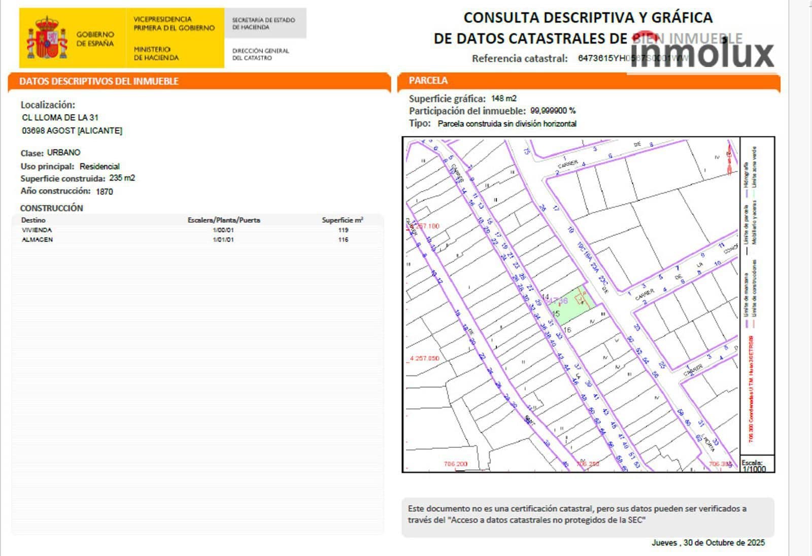 Villa for sale in Agost - € 68,000 (Ref: 9357954)