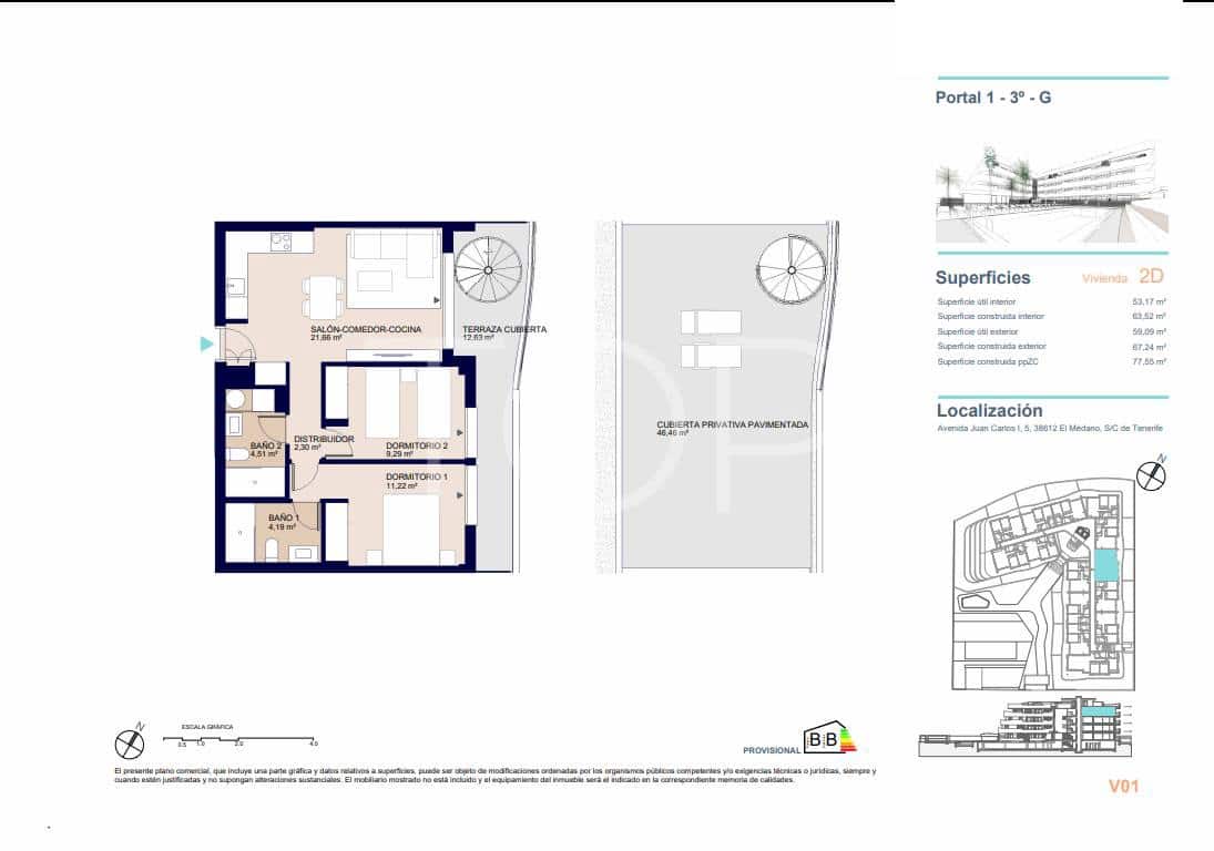 2 chambre Penthouse à vendre à El Medano avec piscine garage - 451 000 € (Ref: 8931731)
