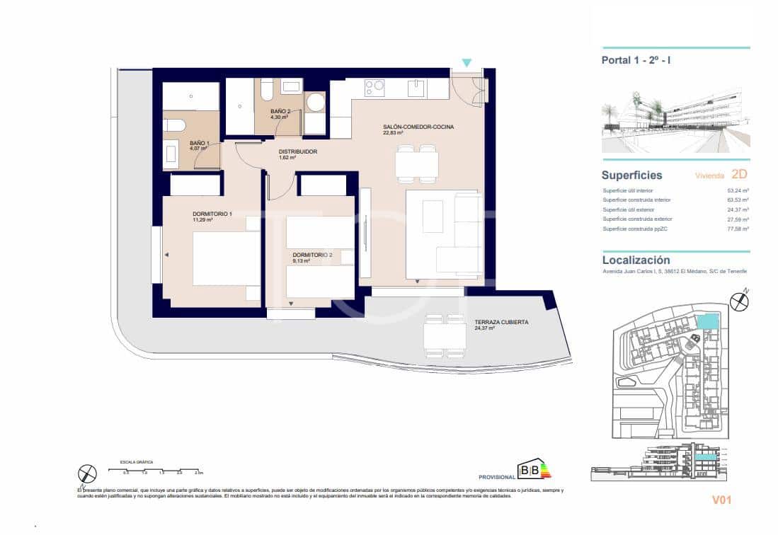 2 slaapkamer Flat te koop in El Medano met zwembad garage - € 385.000 (Ref: 8931732)