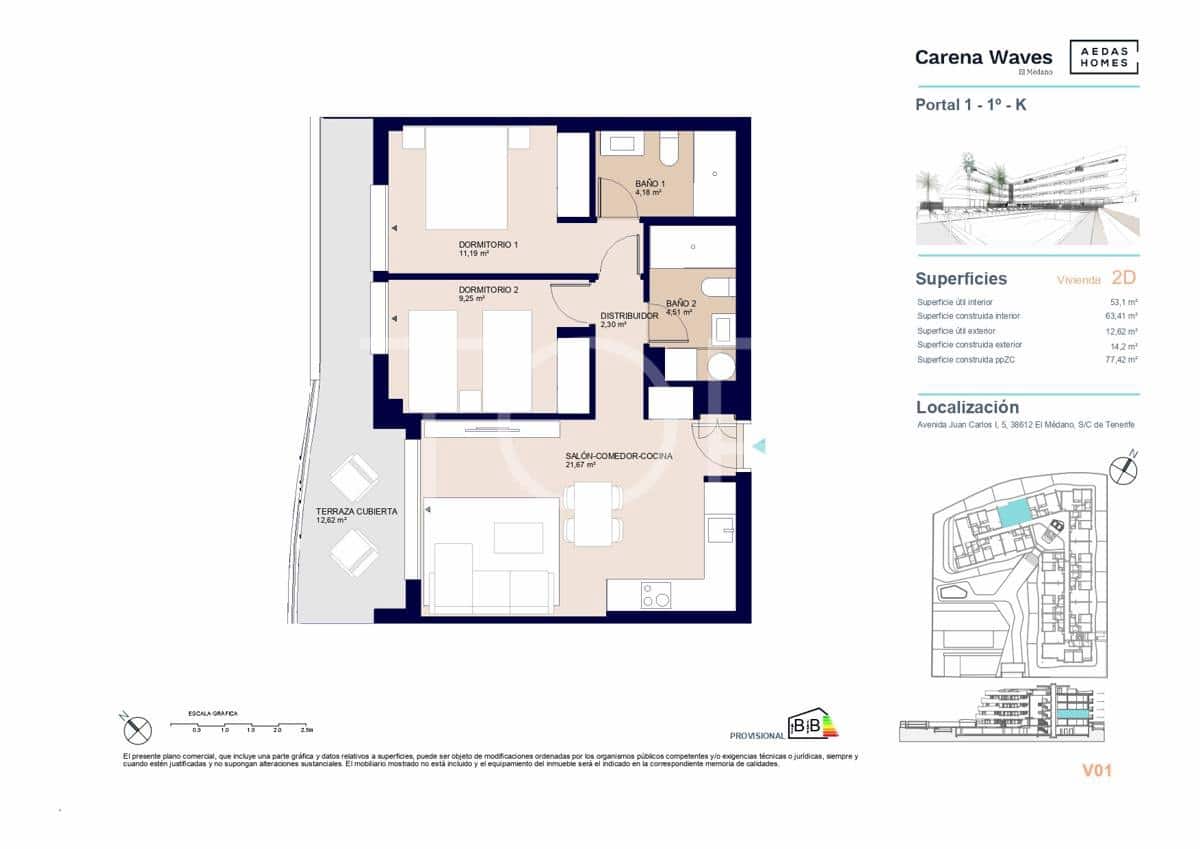 2 soveværelse Lejlighed til salg i El Medano med swimmingpool garage - € 345.000 (Ref: 9002724)