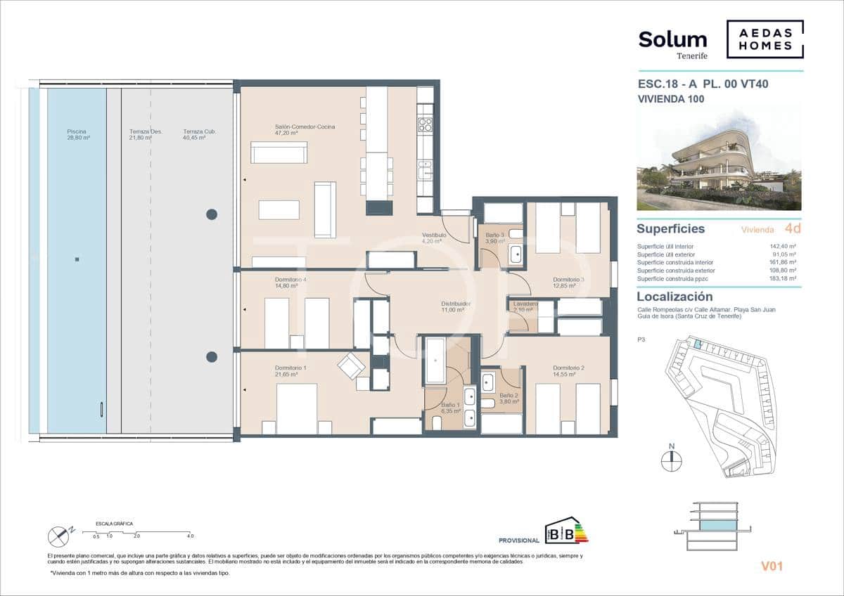 4 quarto Apartamento para venda em Playa San Juan com piscina garagem - 1 265 000 € (Ref: 9109903)
