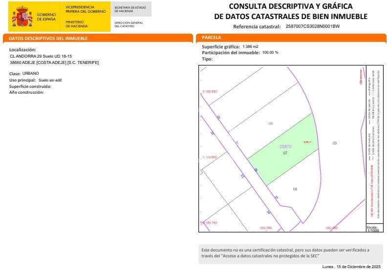 Teren niezagospodarowany na sprzedaż w Costa Adeje - 890 000 € (Ref: 9494110)