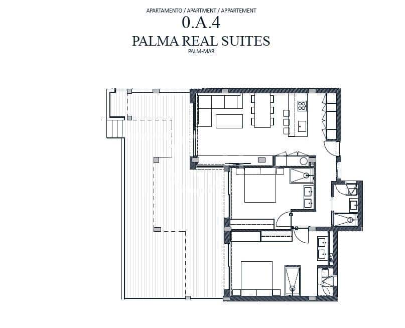 Piso de 2 habitaciones en Palm-Mar en venta con piscina garaje - 645.000 € (Ref: 9805862)