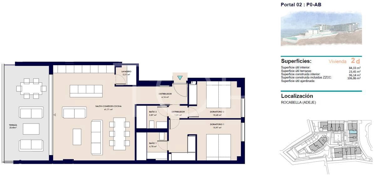 2 sovrum Lägenhet till salu i Adeje med pool garage - 710 000 € (Ref: 9919177)