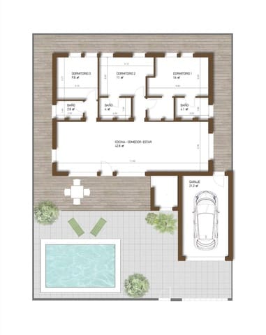 3 soveværelse Villa til salg i La Pinilla, Fuente Alamo de Murcia med swimmingpool - € 379.845 (Ref: 10130822)