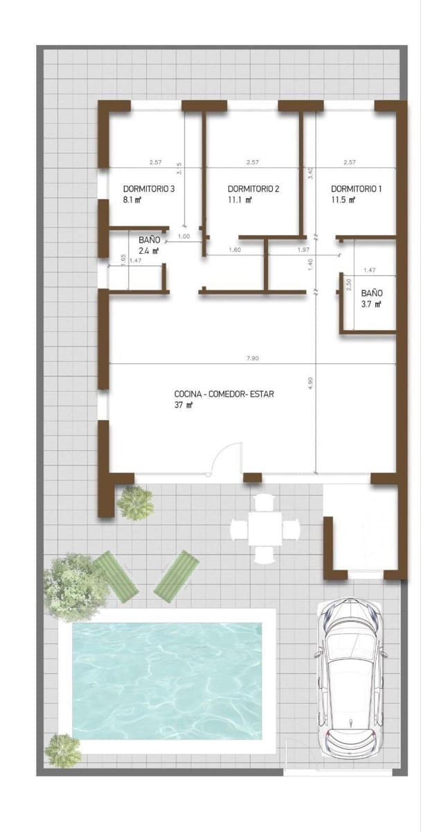 3 sovrum Villa till salu i Fuente Alamo de Murcia med pool - 249 780 € (Ref: 9296025)