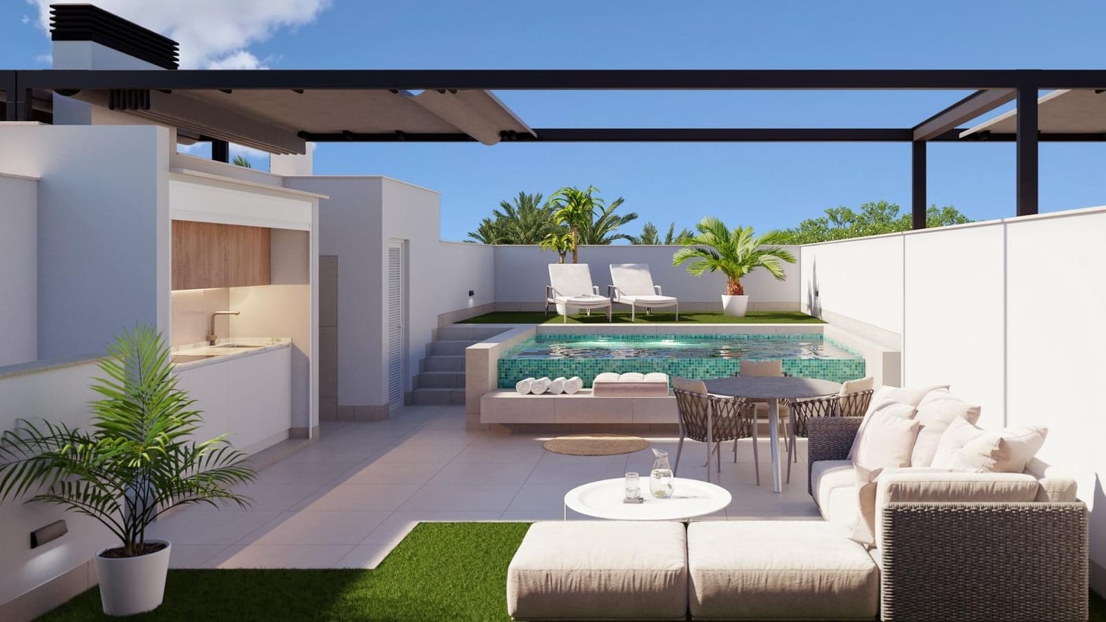 3 makuuhuone Bungalow myytävänä paikassa Pilar de la Horadada mukana uima-altaan 
autotalli - 445 000 € (Ref: 9991981)