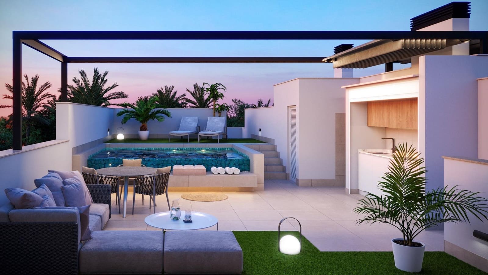 3 makuuhuone Bungalow myytävänä paikassa Pilar de la Horadada mukana uima-altaan 
autotalli - 445 000 € (Ref: 9991981)