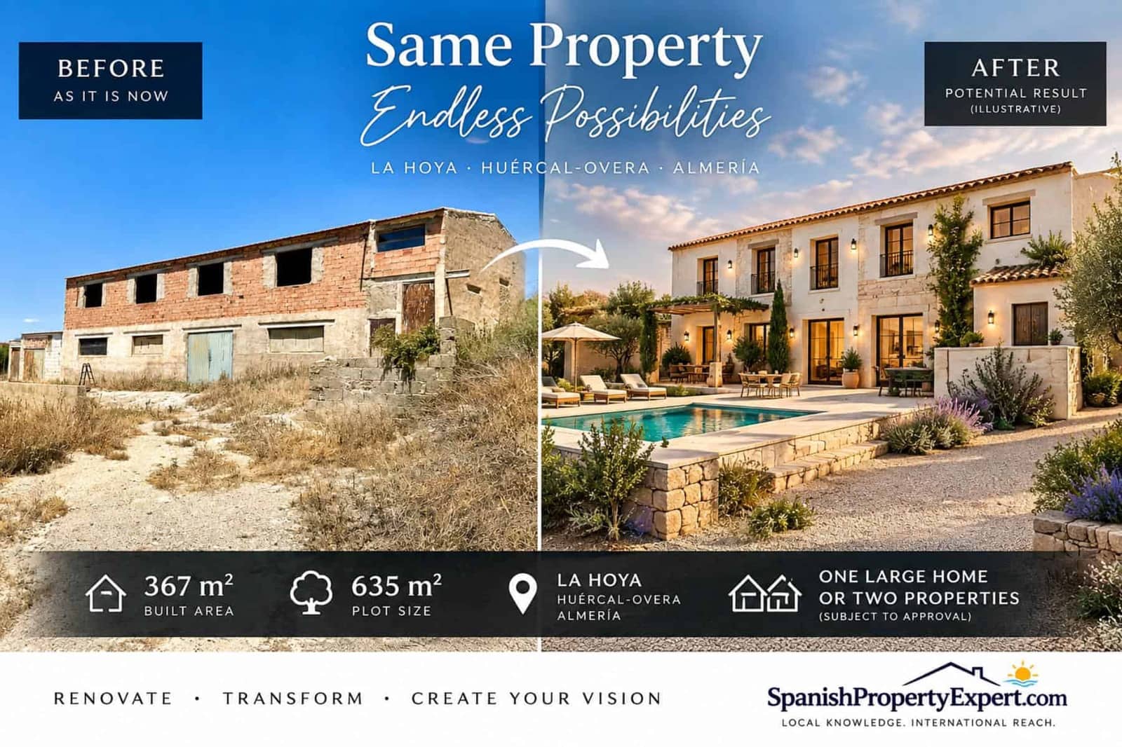3 soveværelse Finca/Landehus til salg i Huercal-Overa - € 49.950 (Ref: 10094964)