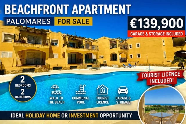 2 slaapkamer Strandappartement te koop in Palomares, Cuevas del Almanzora met zwembad garage - € 139.900 (Ref: 9603181)