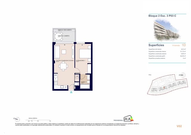 1 sypialnia Apartament na sprzedaż w Devessa - Monte Pego, Dénia z basenem garażem - 243 000 € (Ref: 9381045)