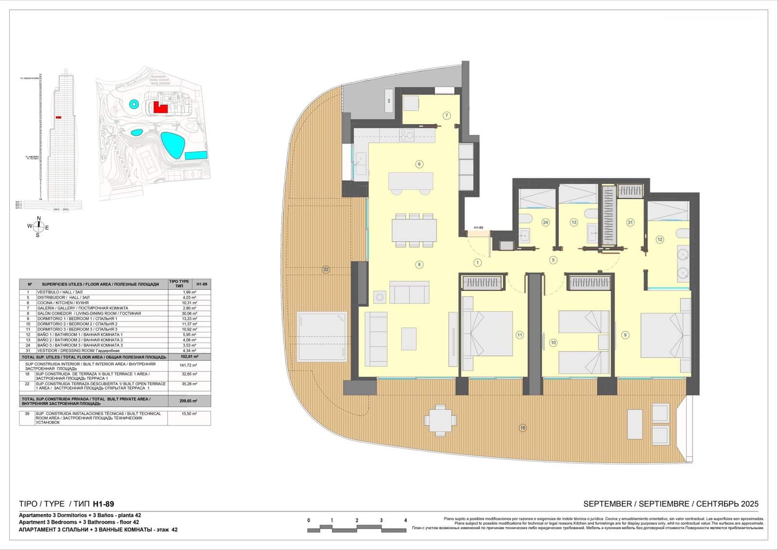 3 soveværelse Lejlighed til salg i Benidorm med swimmingpool garage - € 1.650.000 (Ref: 9529073)