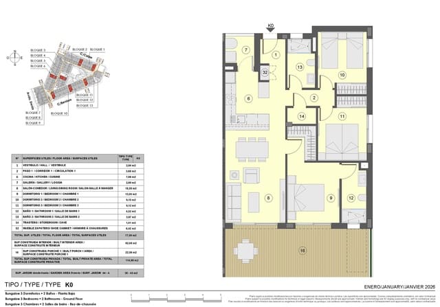 3 chambre Appartement à vendre à El Chaparral - La Siesta - La Torreta, Torrevieja avec piscine garage - 371 000 € (Ref: 9593262)