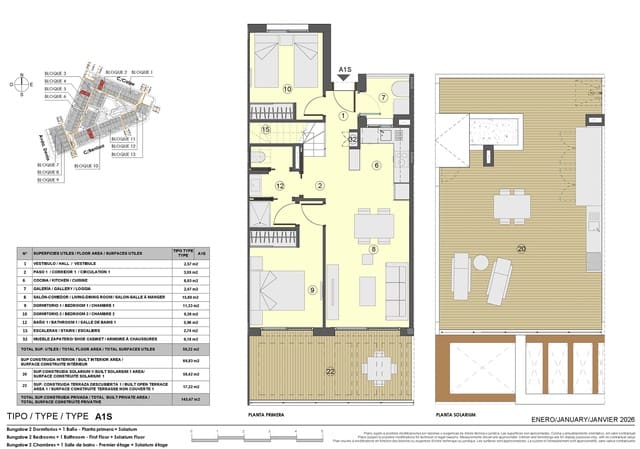 2 chambre Appartement à vendre à El Chaparral - La Siesta - La Torreta, Torrevieja avec piscine garage - 283 000 € (Ref: 9593268)