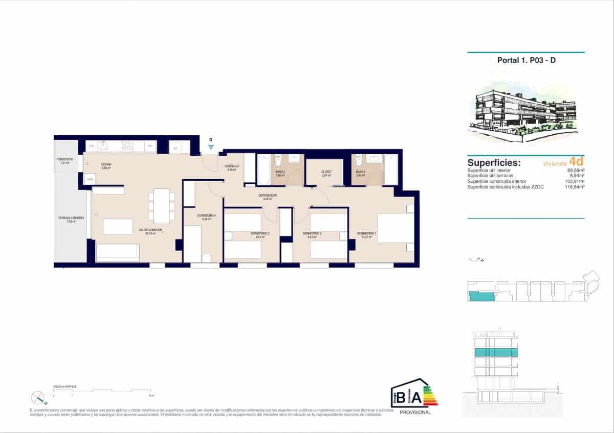 4 slaapkamer Appartement te koop in Alicante stad met zwembad garage - € 447.500 (Ref: 9635203)