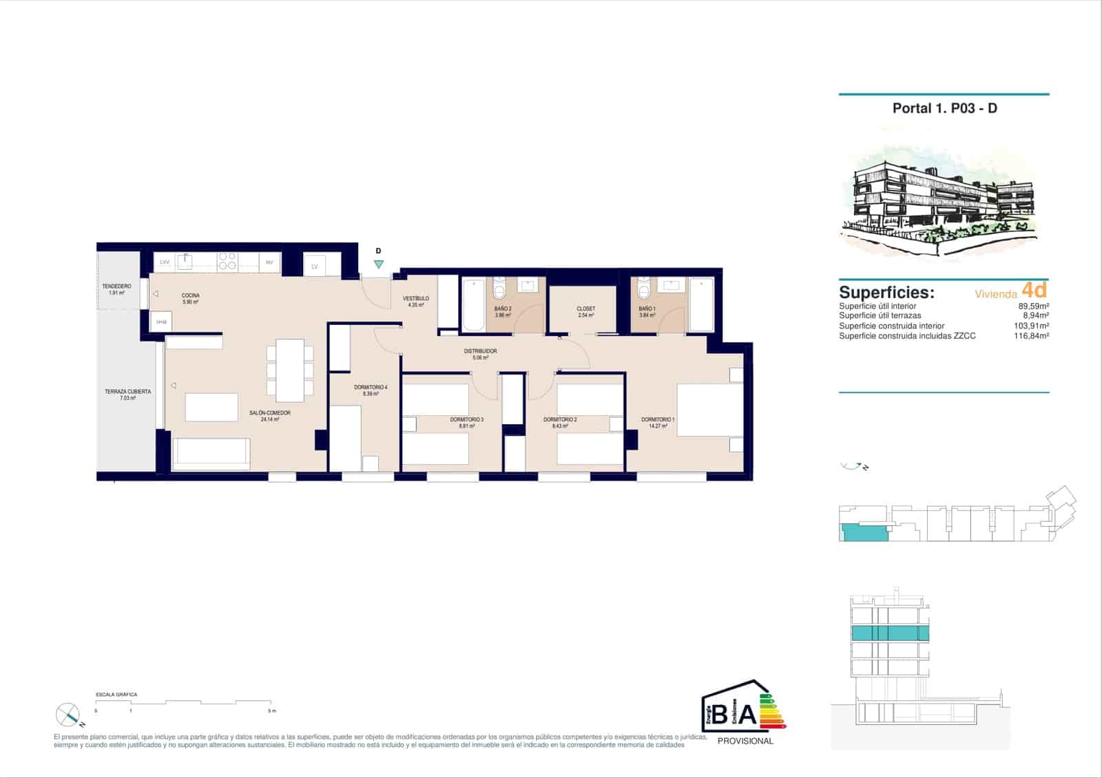 4 slaapkamer Appartement te koop in Alicante stad met zwembad garage - € 447.500 (Ref: 9635203)