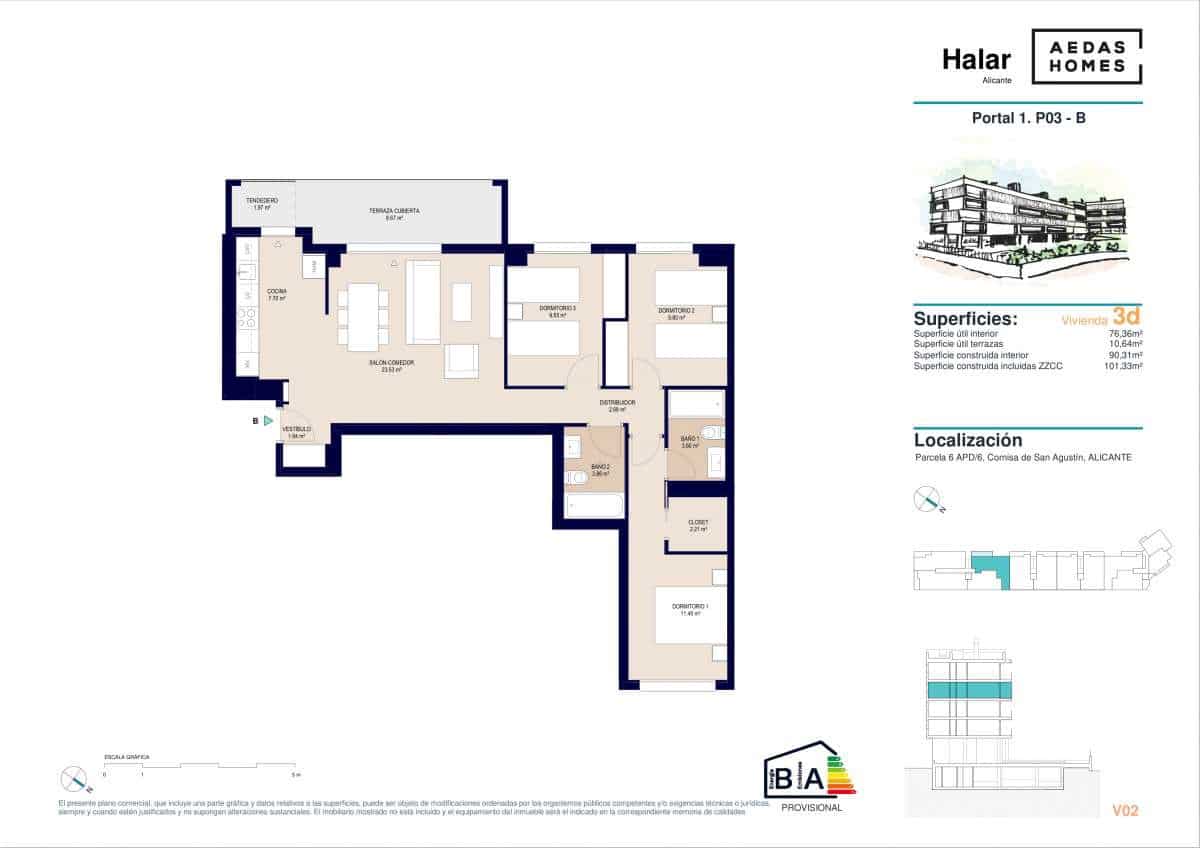 3 slaapkamer Appartement te koop in Alicante stad met zwembad garage - € 389.500 (Ref: 9635204)