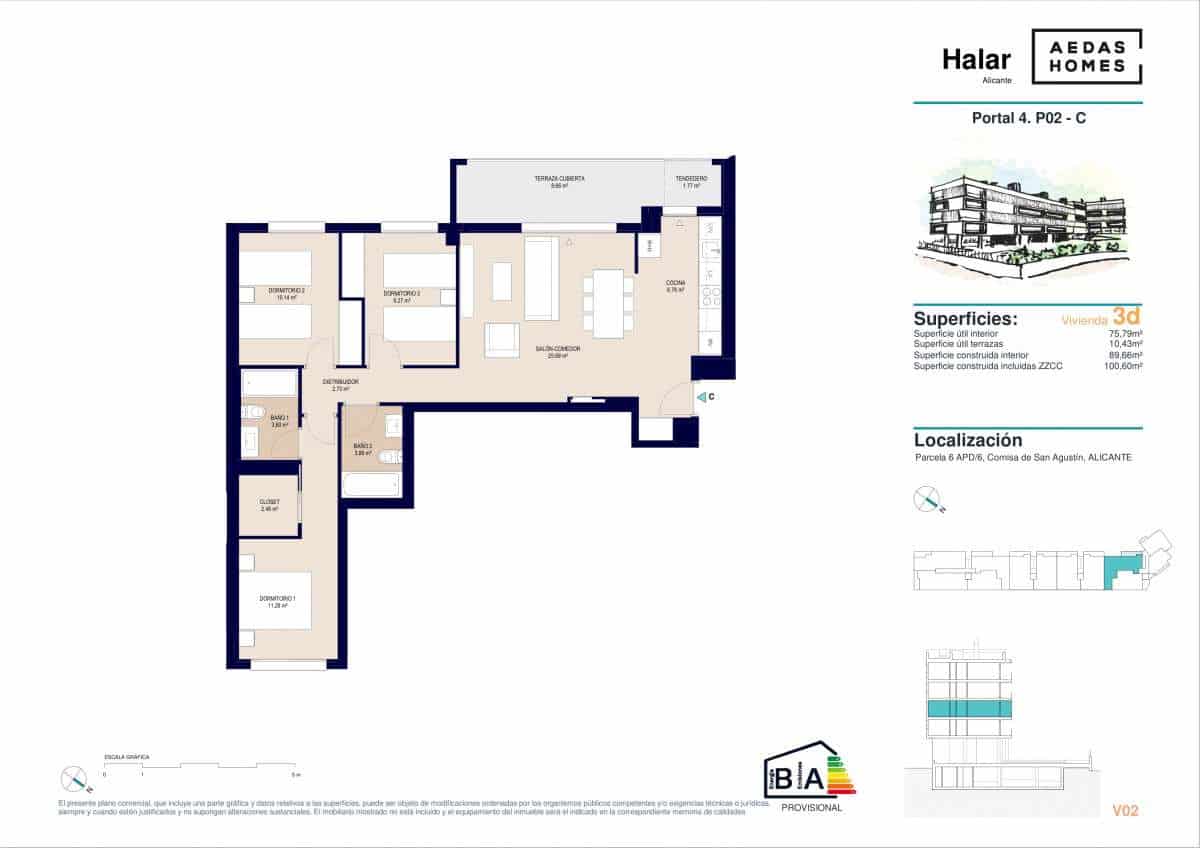 3 slaapkamer Appartement te koop in Alicante stad met zwembad garage - € 389.500 (Ref: 9635204)