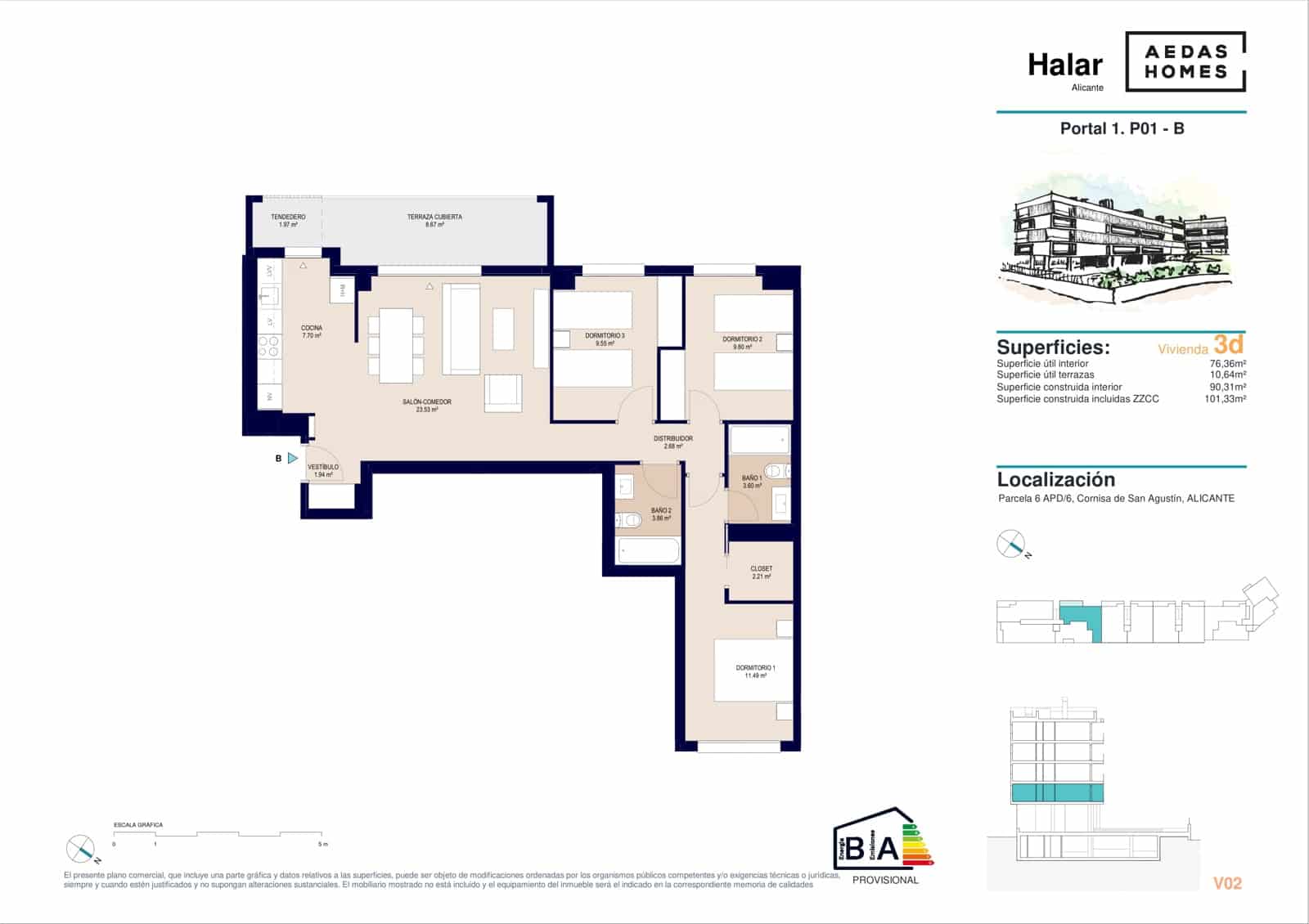 3 slaapkamer Appartement te koop in Alicante stad met zwembad garage - € 389.500 (Ref: 9635204)