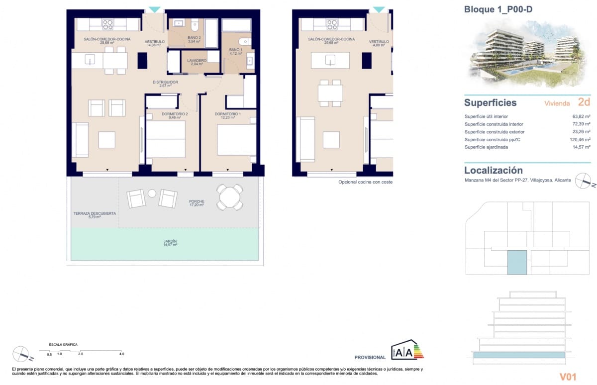2 quarto Apartamento para venda em La Villajoyosa / Vila Joiosa com piscina garagem - 350 000 € (Ref: 9751392)