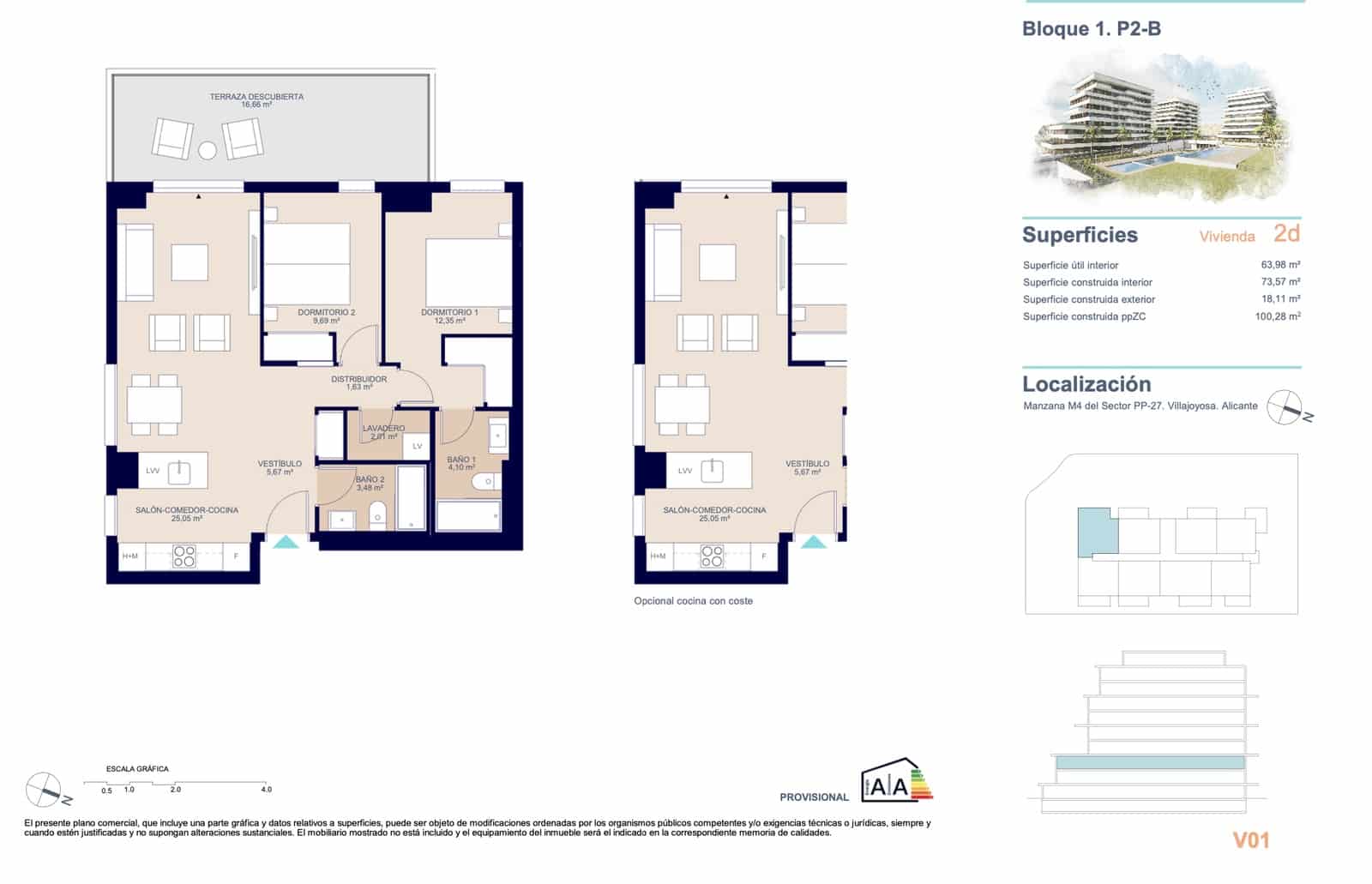 2 quarto Apartamento para venda em La Villajoyosa / Vila Joiosa com piscina garagem - 350 000 € (Ref: 9751392)