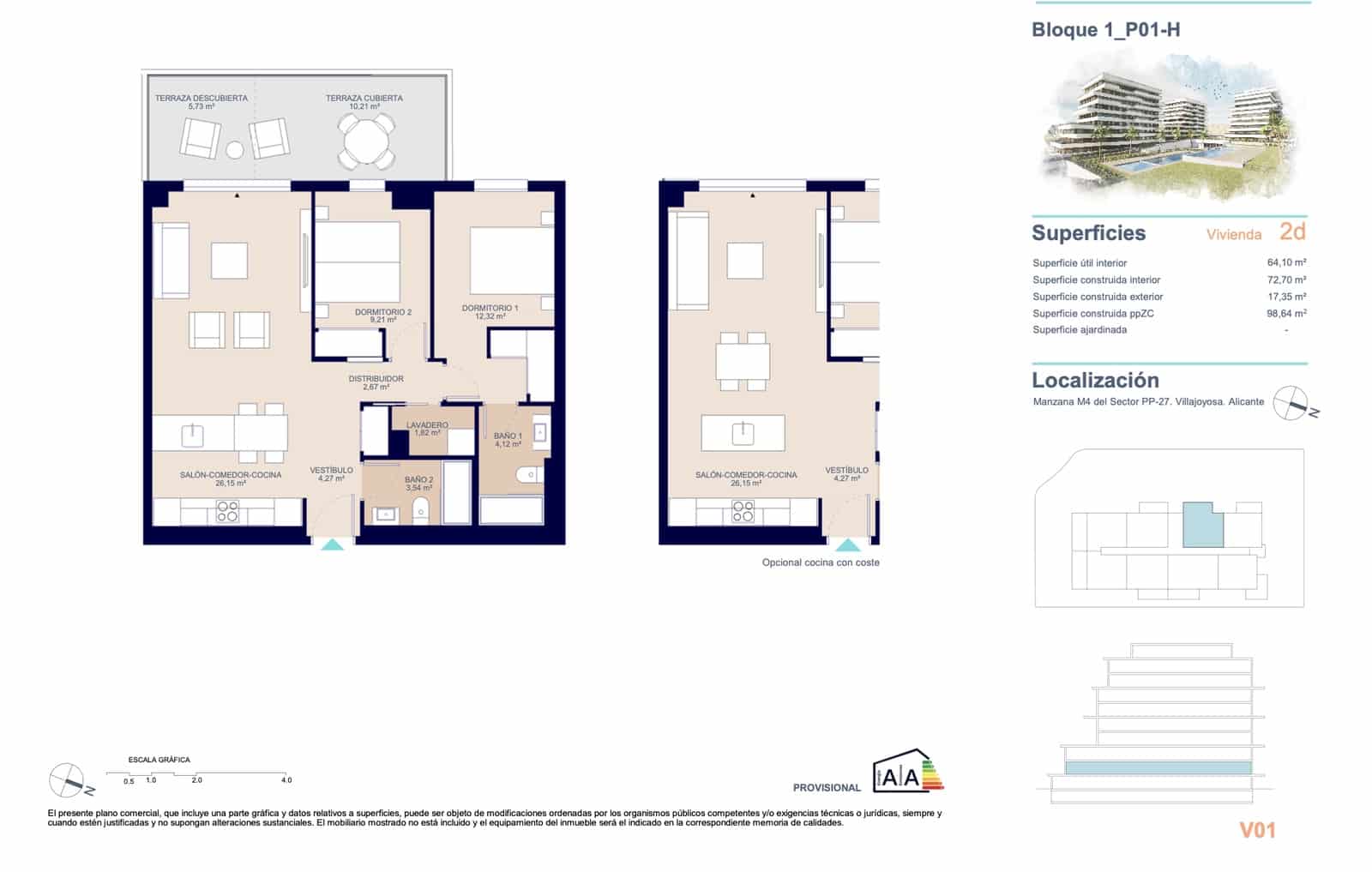 2 quarto Apartamento para venda em La Villajoyosa / Vila Joiosa com piscina garagem - 350 000 € (Ref: 9751392)