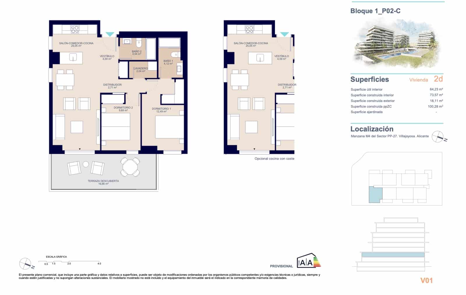 2 quarto Apartamento para venda em La Villajoyosa / Vila Joiosa com piscina garagem - 350 000 € (Ref: 9751392)