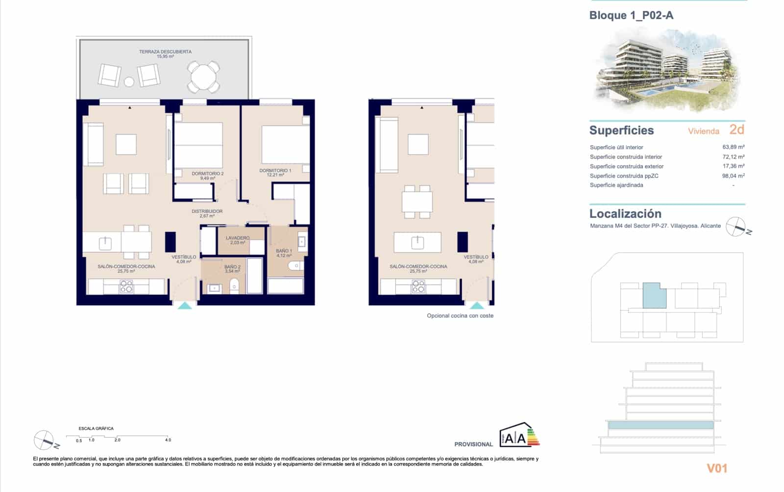 2 quarto Apartamento para venda em La Villajoyosa / Vila Joiosa com piscina garagem - 350 000 € (Ref: 9751392)