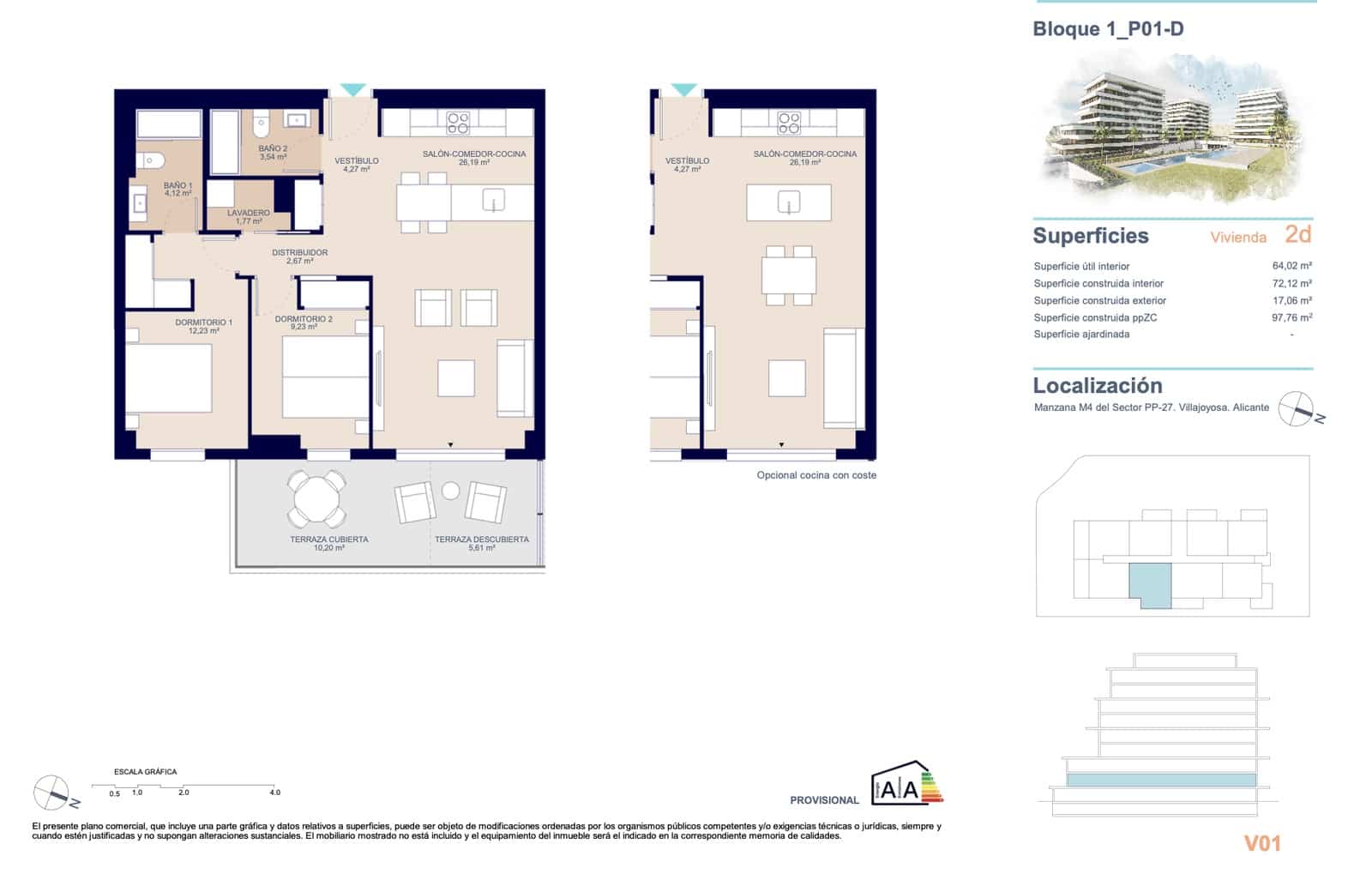 2 quarto Apartamento para venda em La Villajoyosa / Vila Joiosa com piscina garagem - 350 000 € (Ref: 9751392)