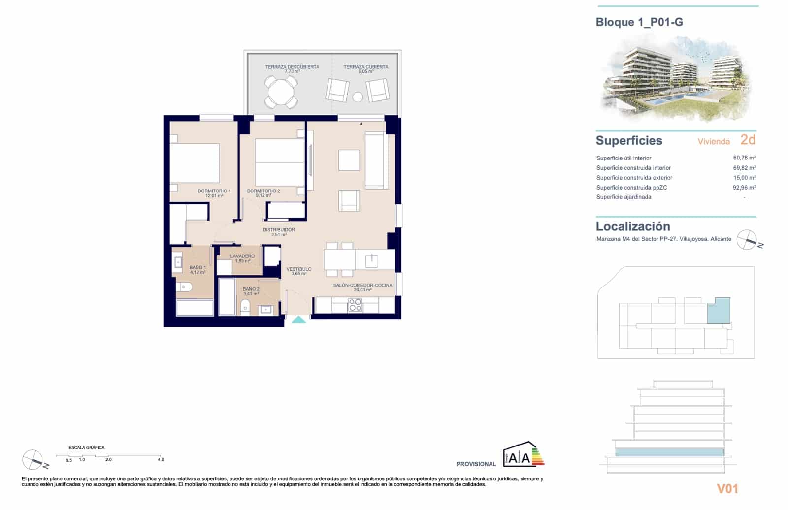 2 quarto Apartamento para venda em La Villajoyosa / Vila Joiosa com piscina garagem - 350 000 € (Ref: 9751392)