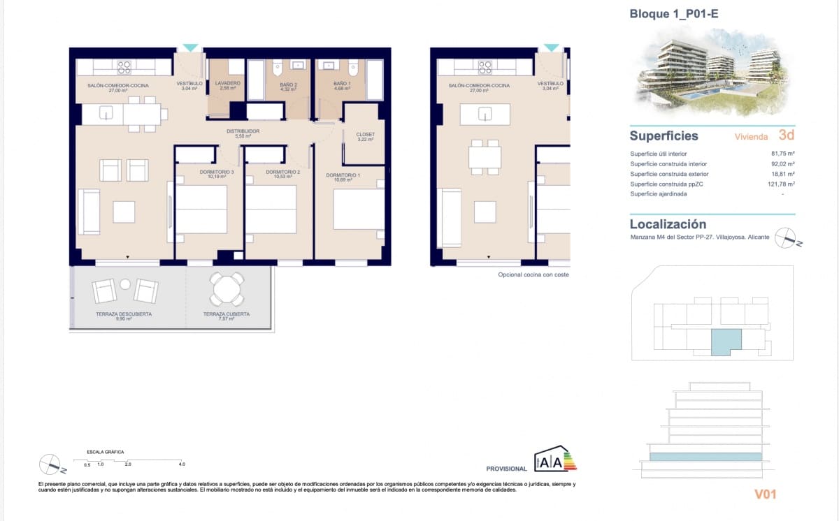 3 quarto Apartamento para venda em La Villajoyosa / Vila Joiosa com piscina garagem - 398 000 € (Ref: 9751393)