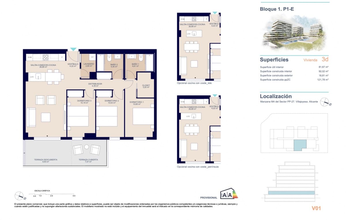3 quarto Apartamento para venda em La Villajoyosa / Vila Joiosa com piscina garagem - 398 000 € (Ref: 9751393)