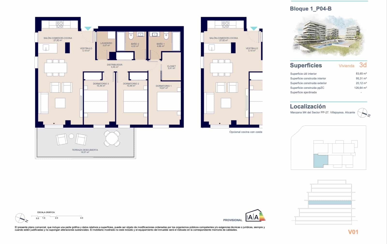 3 quarto Apartamento para venda em La Villajoyosa / Vila Joiosa com piscina garagem - 398 000 € (Ref: 9751393)