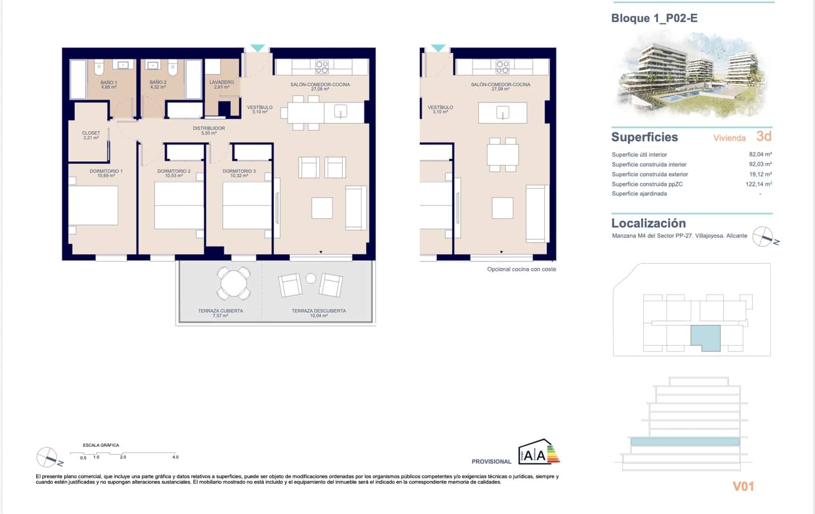 3 quarto Apartamento para venda em La Villajoyosa / Vila Joiosa com piscina garagem - 398 000 € (Ref: 9751393)
