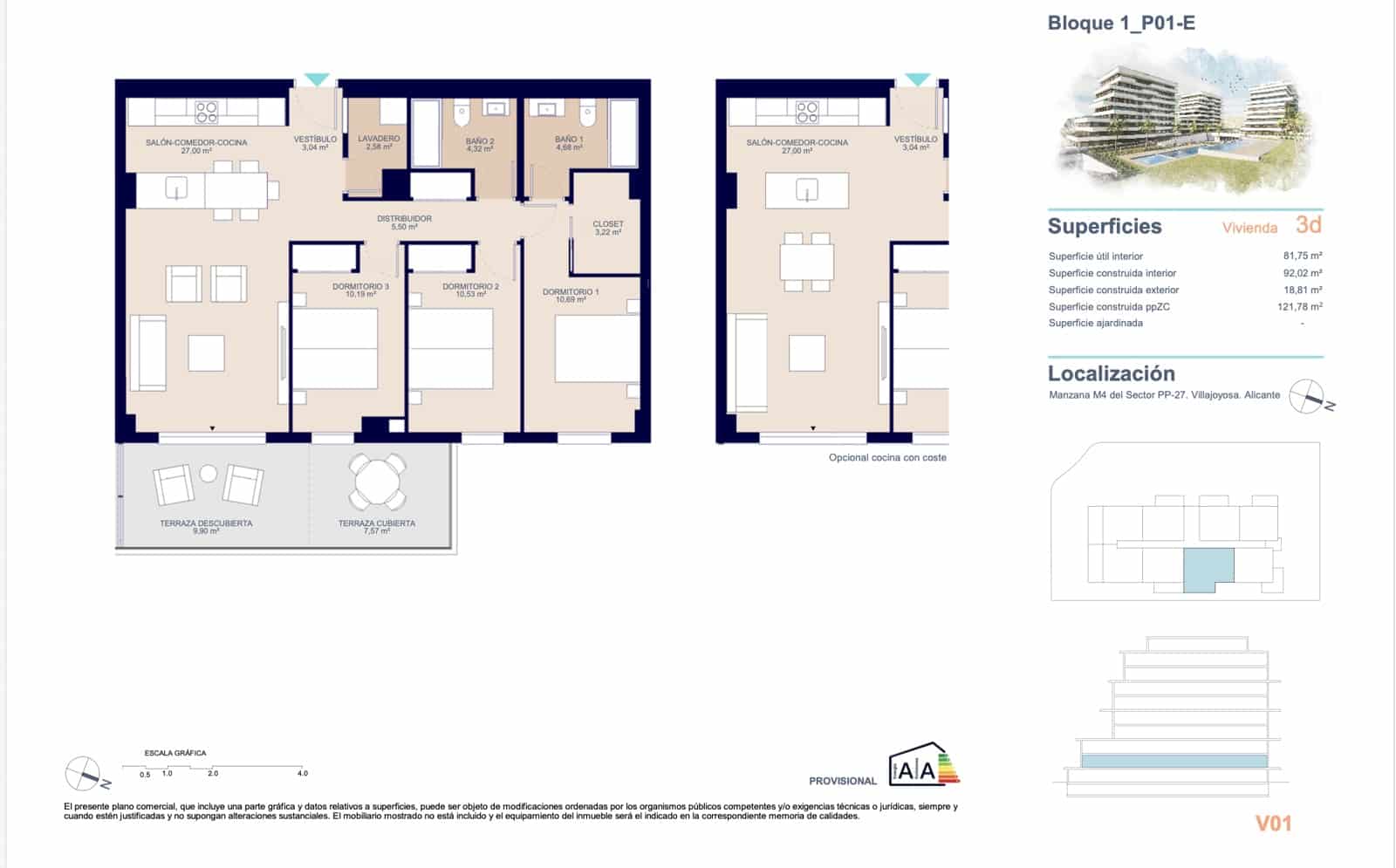 3 quarto Apartamento para venda em La Villajoyosa / Vila Joiosa com piscina garagem - 398 000 € (Ref: 9751393)