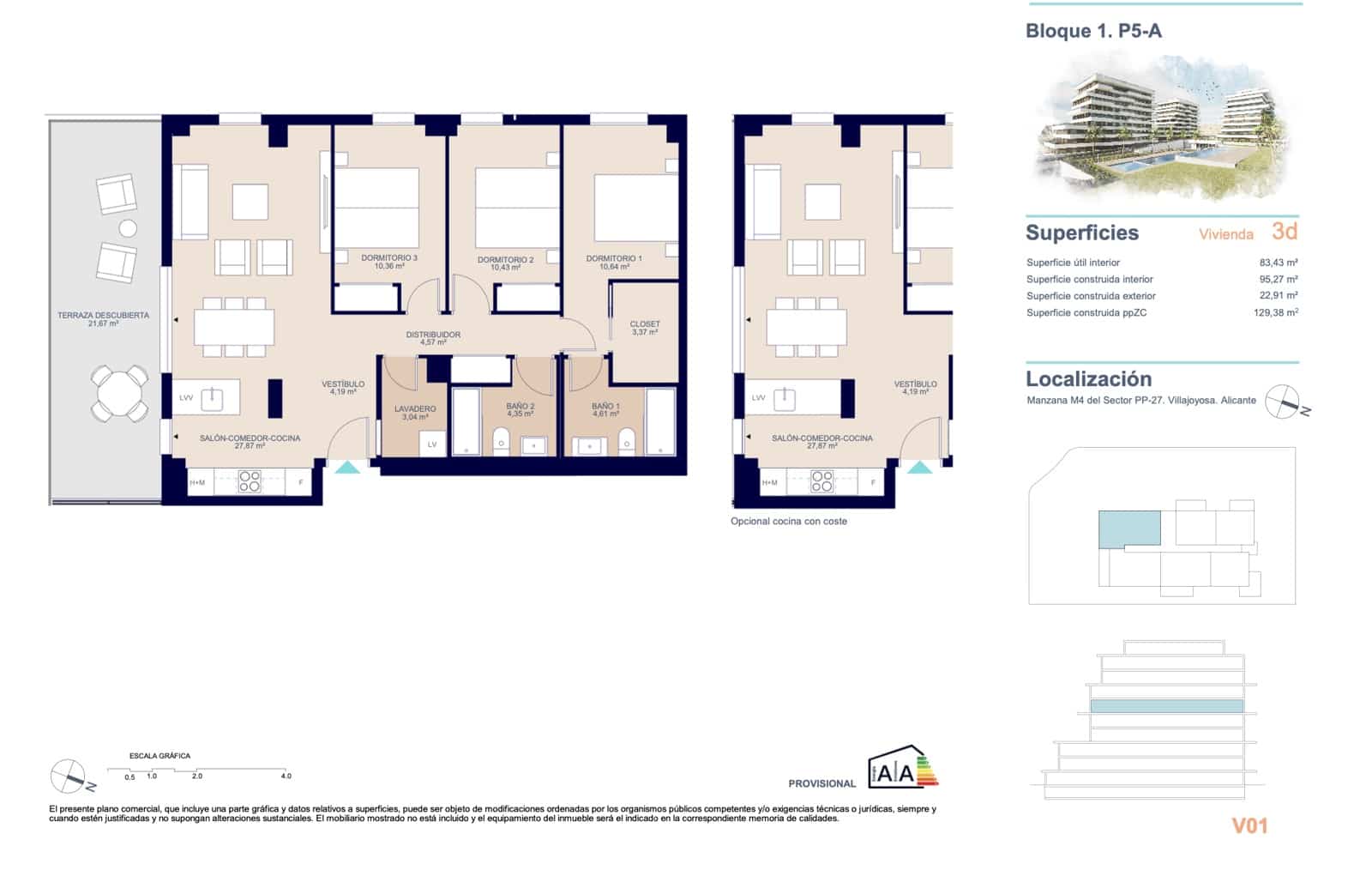 3 quarto Apartamento para venda em La Villajoyosa / Vila Joiosa com piscina garagem - 398 000 € (Ref: 9751393)