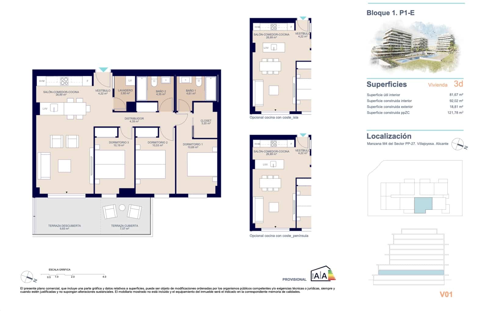 3 quarto Apartamento para venda em La Villajoyosa / Vila Joiosa com piscina garagem - 398 000 € (Ref: 9751393)