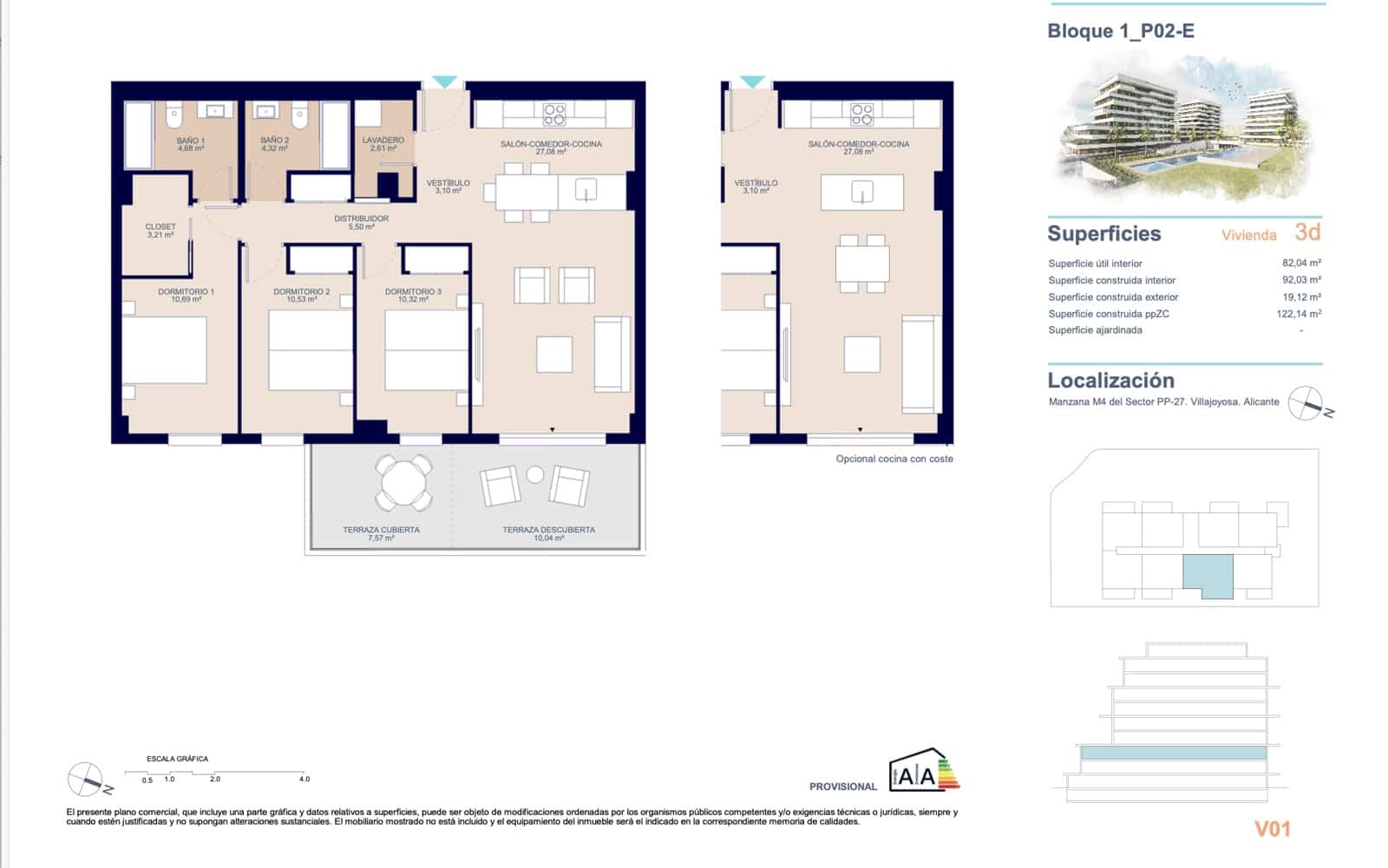 3 quarto Apartamento para venda em La Villajoyosa / Vila Joiosa com piscina garagem - 398 000 € (Ref: 9751393)