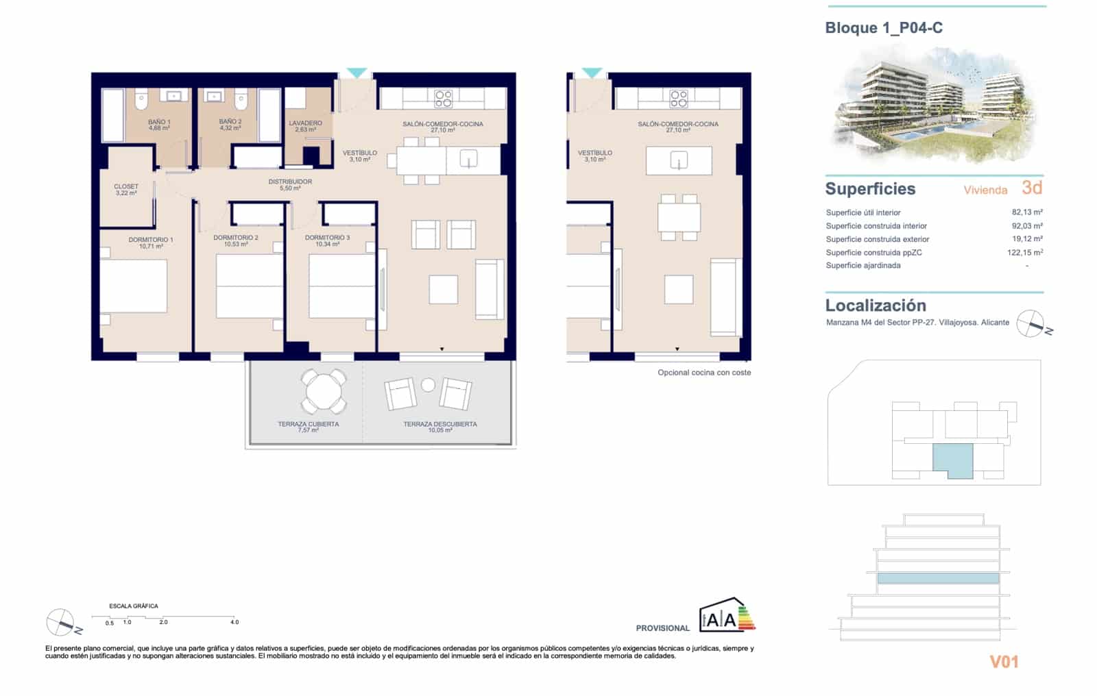 3 quarto Apartamento para venda em La Villajoyosa / Vila Joiosa com piscina garagem - 398 000 € (Ref: 9751393)