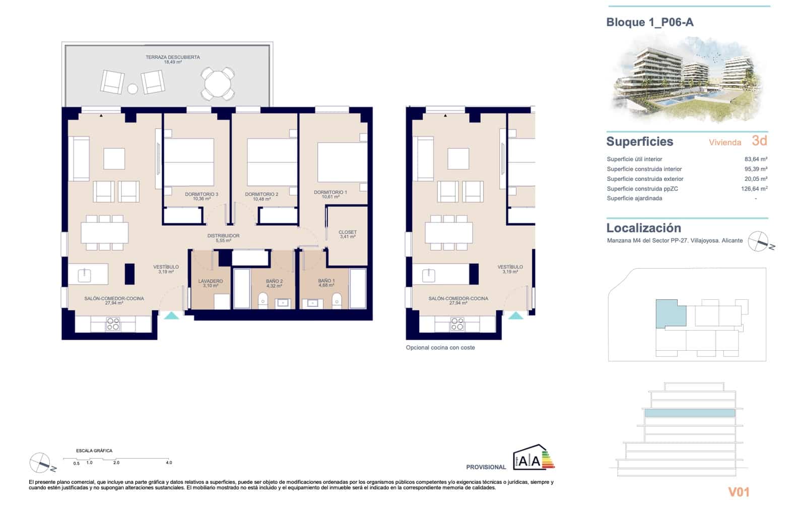 3 quarto Apartamento para venda em La Villajoyosa / Vila Joiosa com piscina garagem - 398 000 € (Ref: 9751393)
