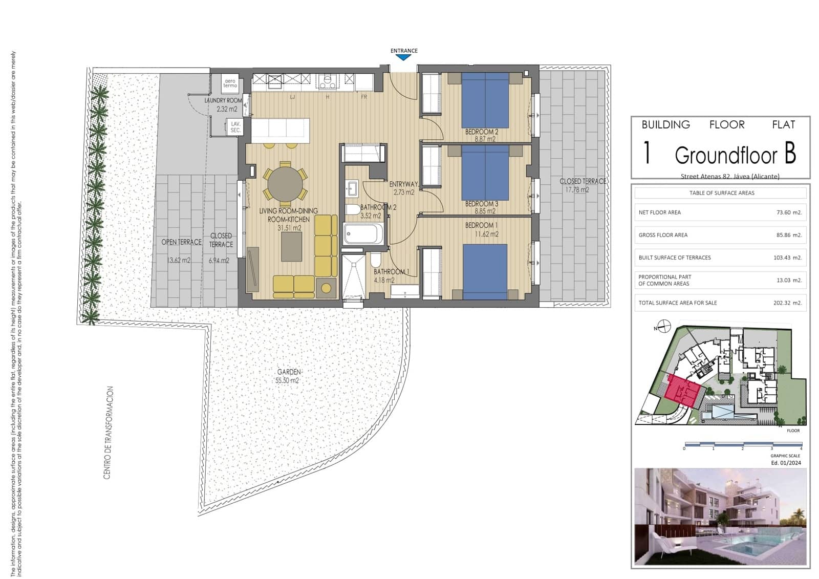 Apartamento de 3 habitaciones en Javea / Xàbia en venta con piscina garaje - 565.000 € (Ref: 9942932)